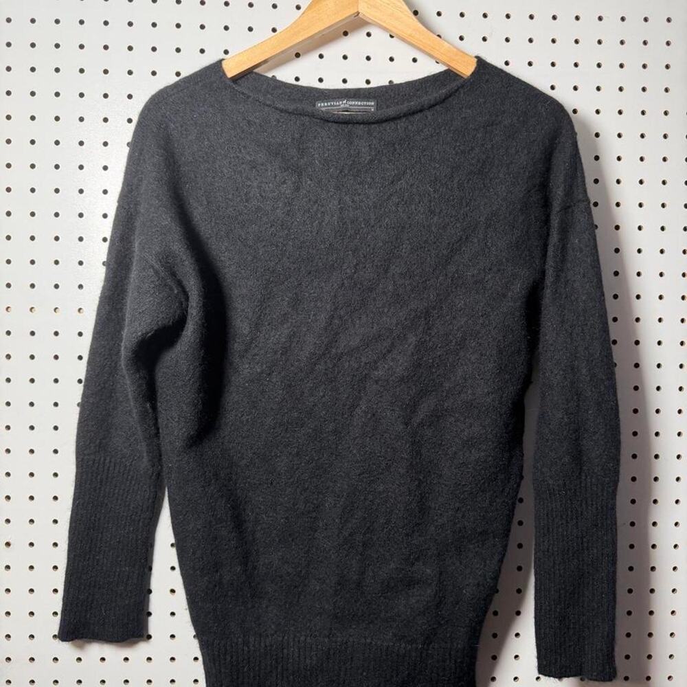 Peruvian Connection Sweater Womens Medium Black Alpaca Preppy Cozy Minimalistic